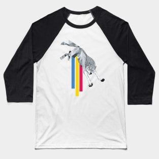 Grey wolf with primary color streak Baseball T-Shirt